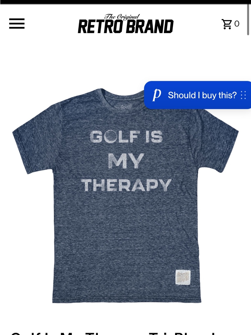 Men’s Retro Brand “Golf Is My Therapy' Heather Grey Tee